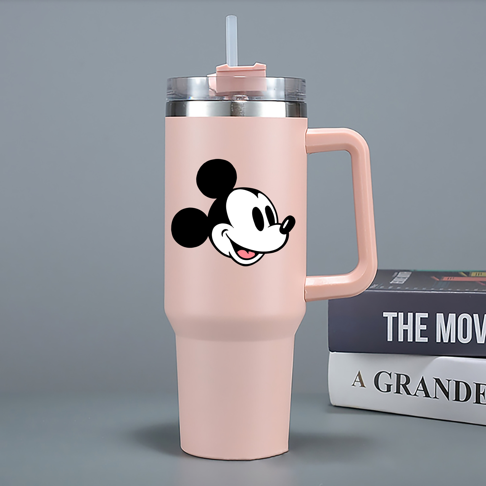 （画像用） ミッキーマウス Mickey Mouse 1200mL車用タンブラー - クリスタルステッカー（プラスチックストロー付き）
